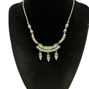 Emerald Green Crystal Pendant Necklace - Designer Style